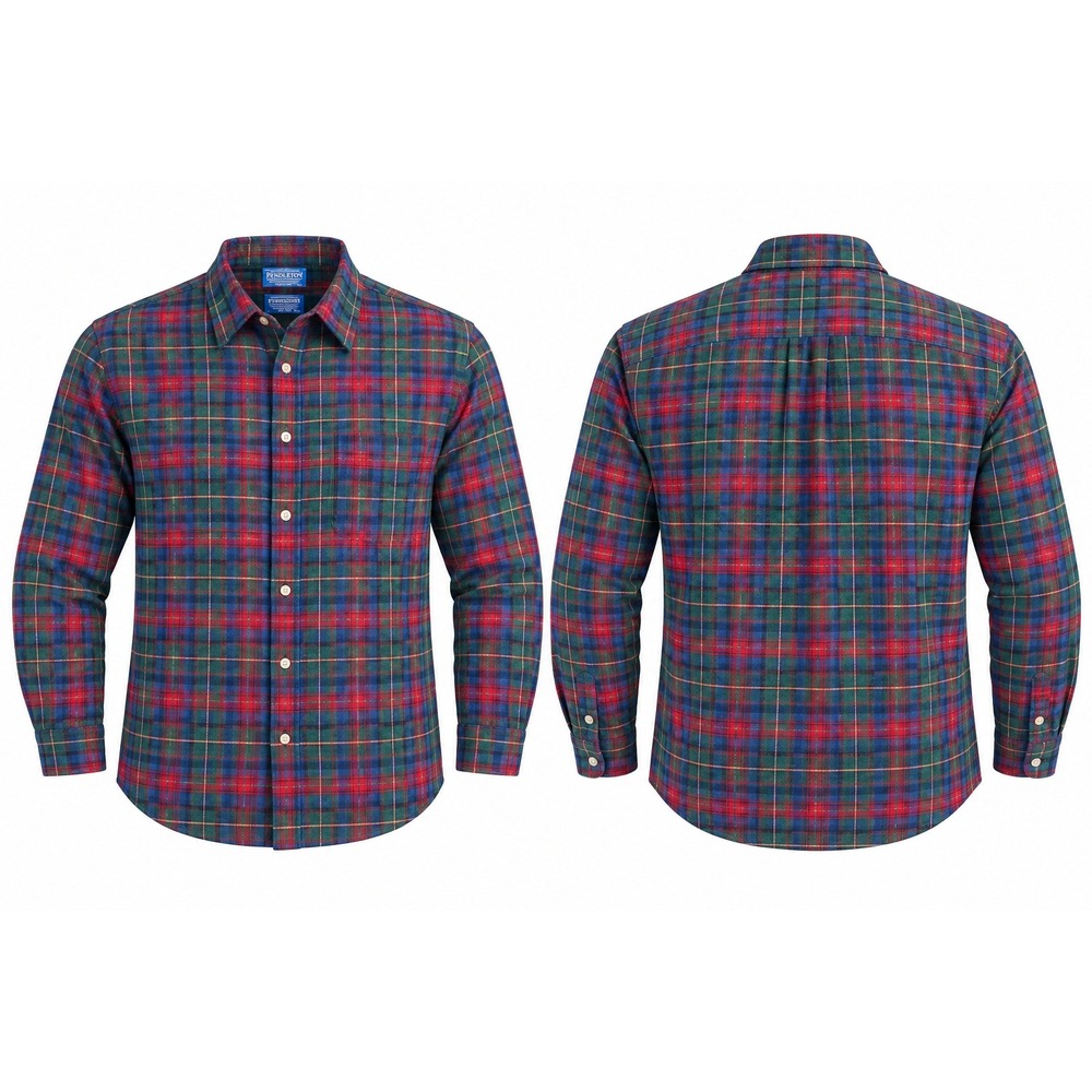 Pendleton Mens XXL Plaid Wool Button Down Shirt Blue Green Red Virgin Wool